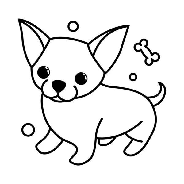 Cute Cartoon Vector Illustration Icon Chihuahua Puppy Dog Outline Style — Stock Vector