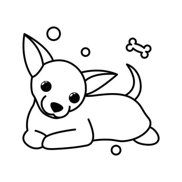 Cute Cartoon Vector Illustration Icon Chihuahua Puppy Dog Outline Style — Stock Vector