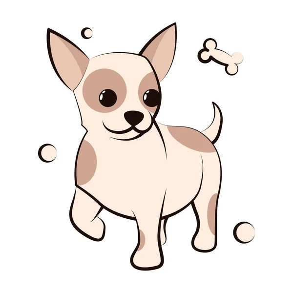 Χαριτωμένο Cartoon Vector Εικονογράφηση Εικονίδιο Ενός Κουταβιού Chihuahua Είναι Επίπεδο — Διανυσματικό Αρχείο