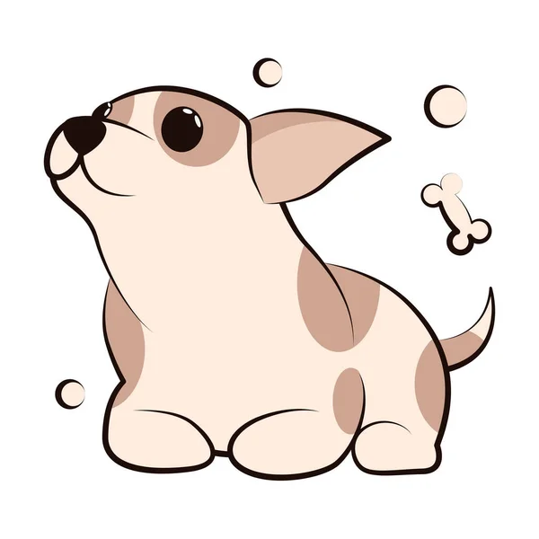 Cute Cartoon Vector Illustration Icon Chihuahua Puppy Dog Flat Design — Vector de stock