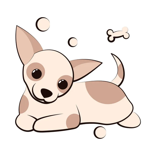 Carino Cartone Animato Vector Illustrazione Icona Cane Cucciolo Chihuahua Design — Vettoriale Stock