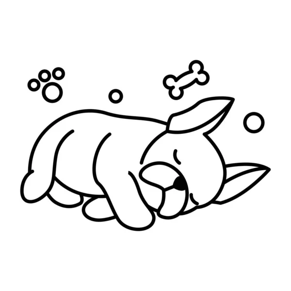 Black Line Vector Illustration Cartoon White Background Cute French Bulldog — 图库矢量图片