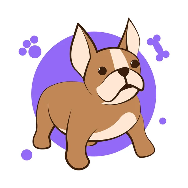 Color Vector Illustration Cartoon White Background Cute French Bulldog — 스톡 벡터