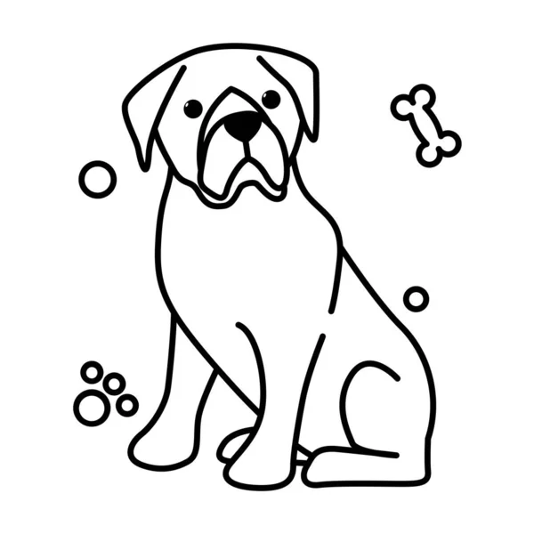 Lindo Icono Ilustración Vectores Dibujos Animados Perro Grande Estilo Contorno — Archivo Imágenes Vectoriales