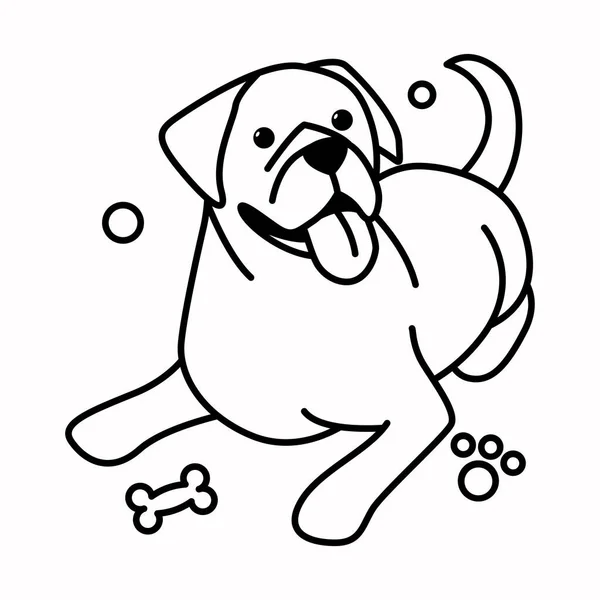 Nettes Cartoon Vector Illustration Symbol Eines Großen Hundes Ist Umrissstil — Stockvektor