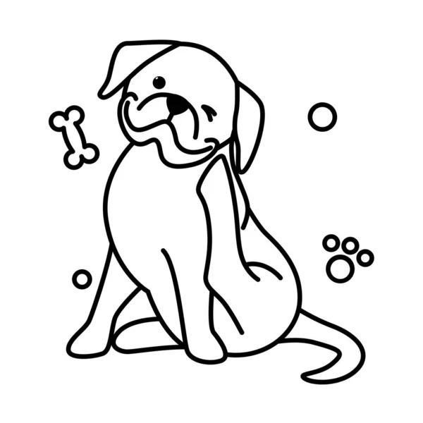 Cute Cartoon Vector Illustration Icon Big Dog Outline Style — Stock Vector