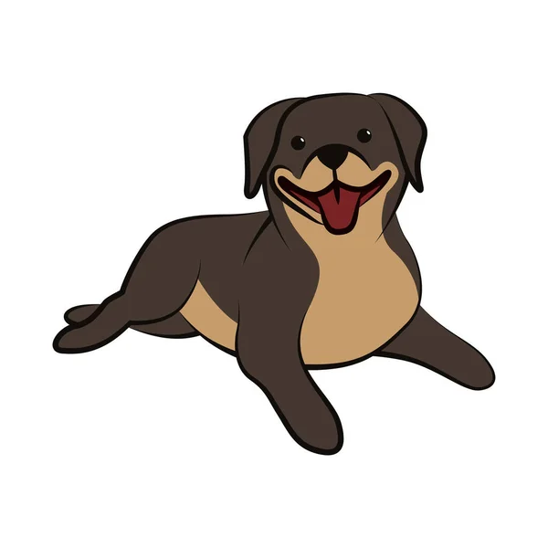 大きな犬のかわいい漫画ベクトルイラストアイコン 平型である — ストックベクタ