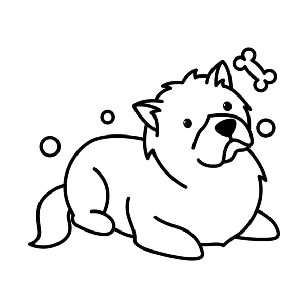 Chow Chow Dog Cute Cartoon Outline Style Icon — 스톡 벡터