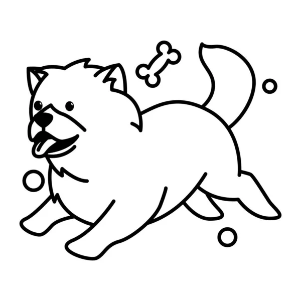 Chow Chow Dog Cute Cartoon Outline Style Icon — Stock Vector