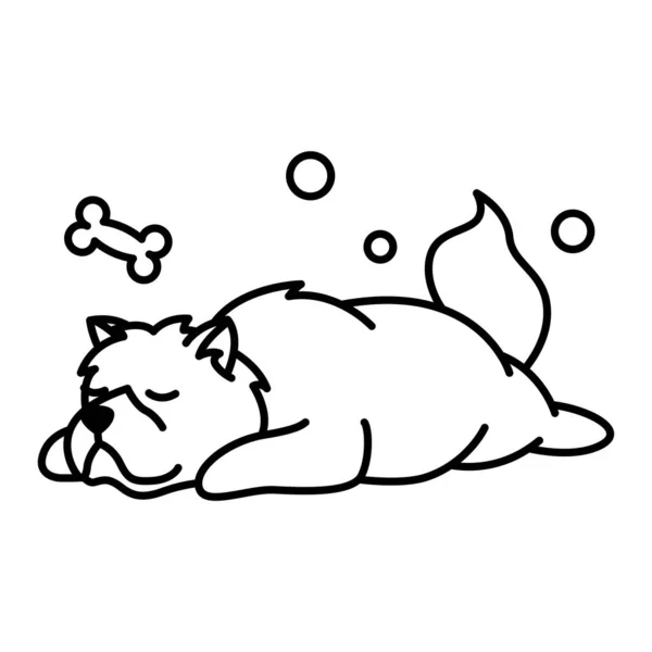 Chow Chow Dog Cute Cartoon Outline Style Icon — 스톡 벡터