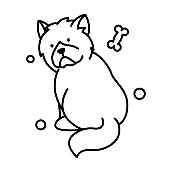 Chow Chow Dog Cute Cartoon Outline Style Icon — 스톡 벡터