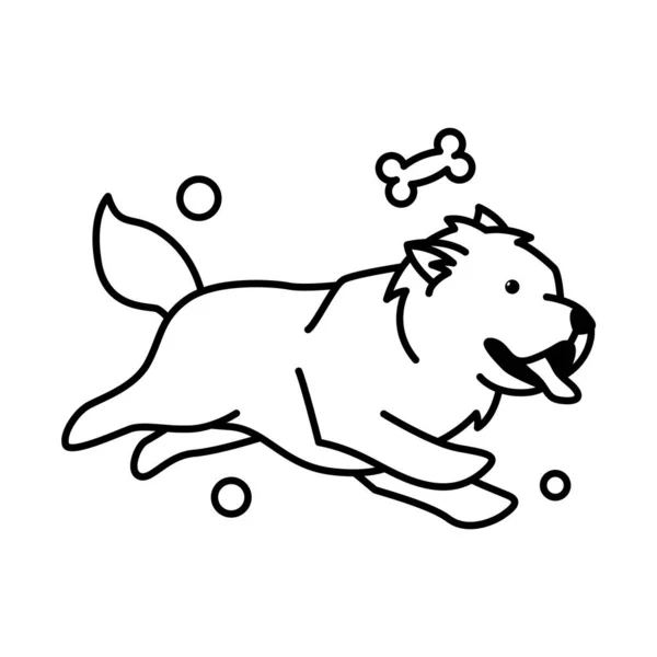 Chow Chow Dog Cute Cartoon Outline Style Icon — Vector de stock