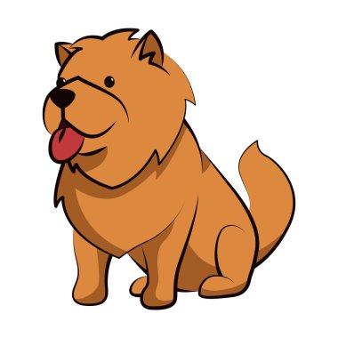 chow chow dog sevimli çizgi film düz tasarımı