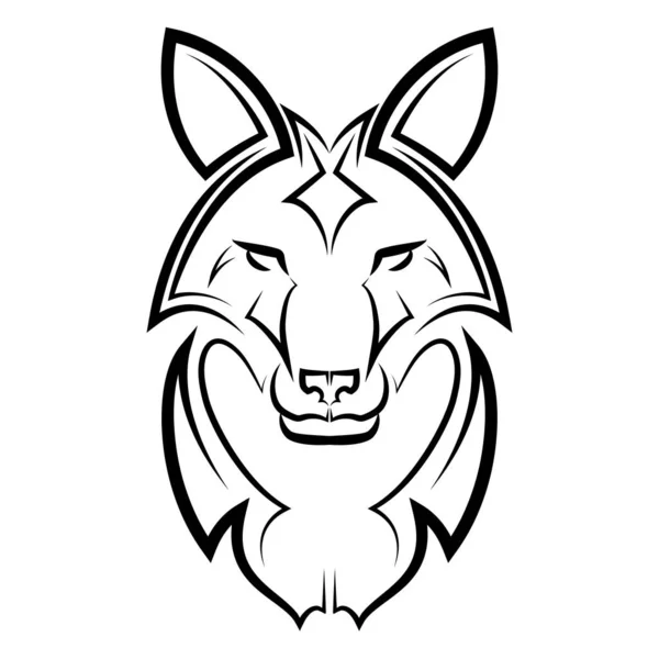 狐狸头的黑白线条艺术 用于符号 吉祥物 T恤衫设计 标志或任何图案 — 图库矢量图片