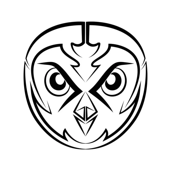 Black White Line Art Owl Head Good Use Symbol Mascot — Stock Vector