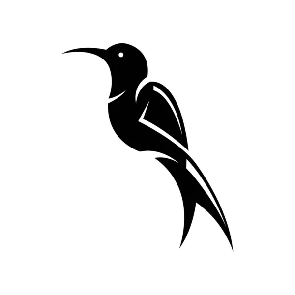 Ilustración Vectorial Negra Sobre Fondo Blanco Pájaro Pequeño Hermoso — Vector de stock