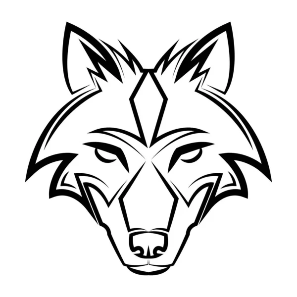 Black White Line Art Wolf Head Good Use Symbol Mascot — Stock Vector