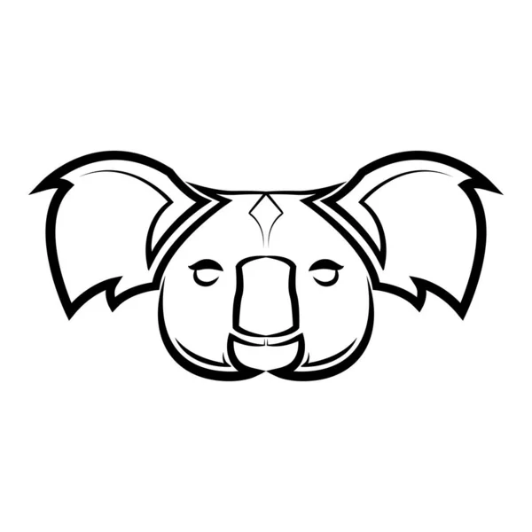 Arte Línea Blanco Negro Cabeza Koala Buen Uso Para Símbolo — Vector de stock