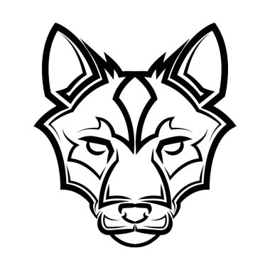 Siyah beyaz çizgili tilki kafası sanatı. Sembol, maskot, simge, avatar, dövme, tişört tasarımı, logo veya herhangi bir tasarım için iyi bir kullanım