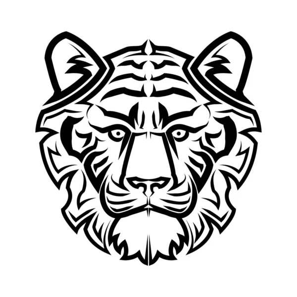 Arte Línea Blanco Negro Cabeza Tigre Buen Uso Para Símbolo — Vector de stock