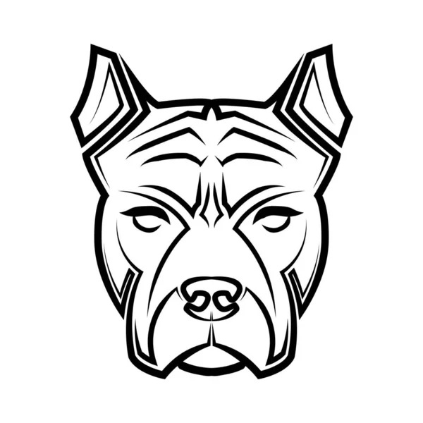 Black White Line Art Pitbull Dog Head Good Use Symbol — Stock Vector