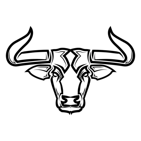 Line Vector Illustrazione Vista Frontale Bull Sono Segni Dello Zodiaco — Vettoriale Stock