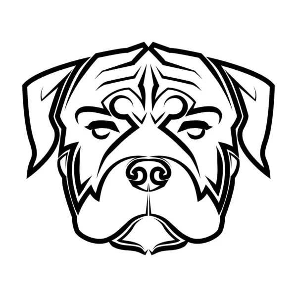 Arte Linha Preta Branca Cabeça Cão Rottweiler Bom Uso Para — Vetor de Stock