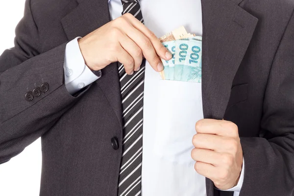 parayı cebine koyarak işadamı