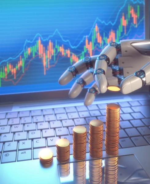 Robot Trading System On The Stock Market — Stock Photo, Image