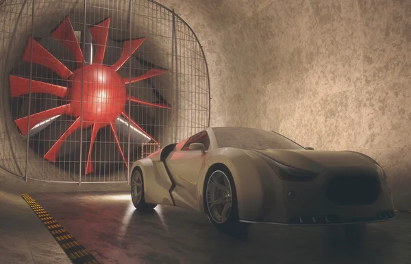 Samochód koncepcyjny tunelu aerodynamicznym — Zdjęcie stockowe