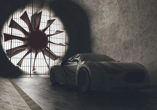 바람 터널 컨셉 자동차 — 스톡 사진