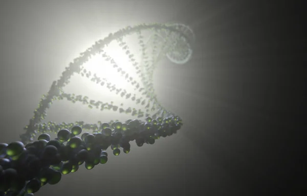 DNA molecule with backlight. Genetic code, helical molecules.