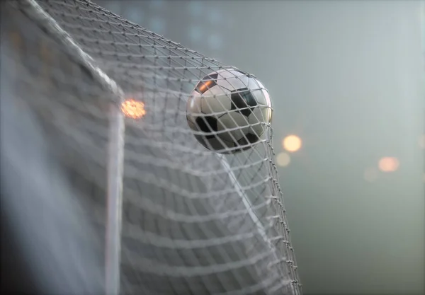 Fußball Spielen Das Tor Schießen Und Das Netz Bewegen Illustration — Stockfoto