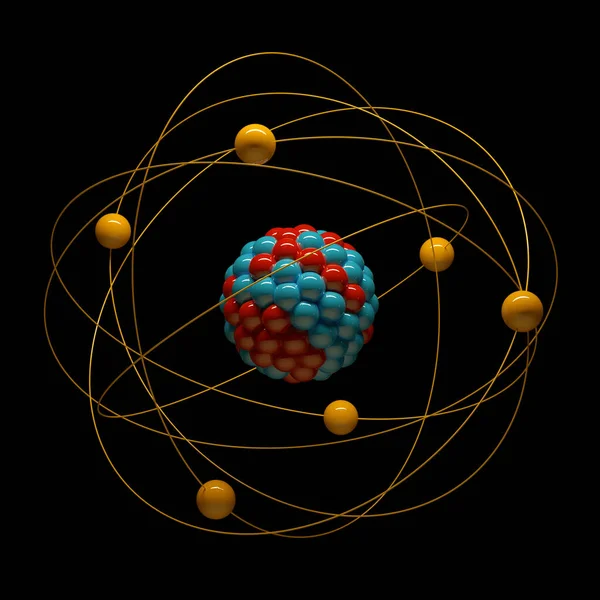 核反应或核能 核原子模型的概念图 — 图库照片