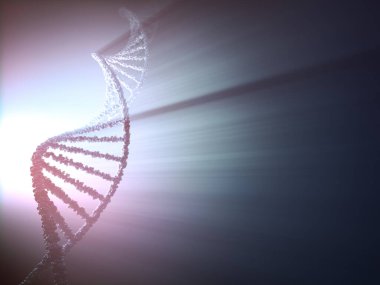 Gölge ve ışık demetleriyle DNA molekülünün 3 boyutlu çizimi. 