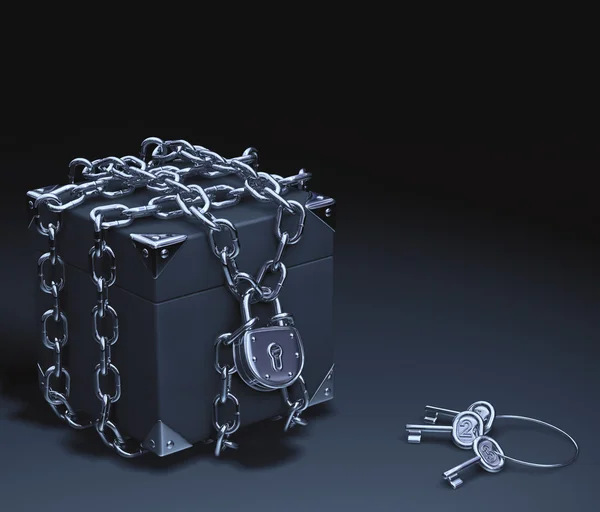 Black box with chains — Stock Photo, Image