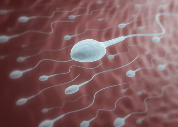 Сперматозоїди йдуть до яйцеклітини — стокове фото