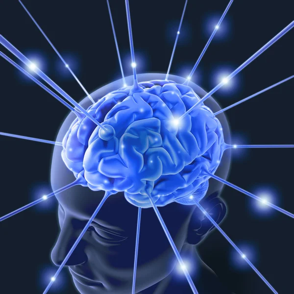 Hersenen verbonden door draden Stockafbeelding