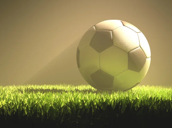 Bola de futebol na luz — Fotografia de Stock