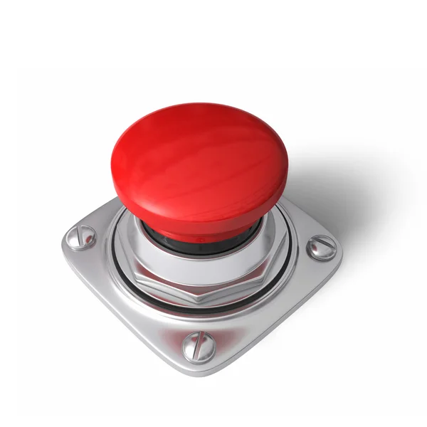 Красная кнопка на белом — стоковое фото