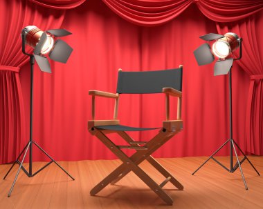 Director's chair on the stage clipart
