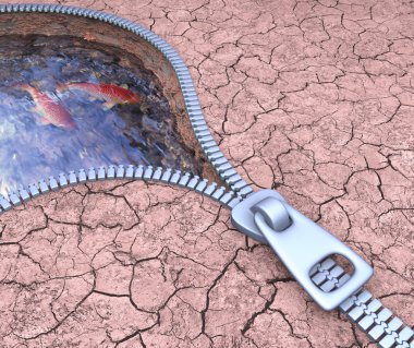 Finding water in the middle of the drought. clipart