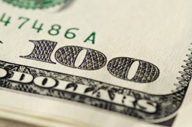 Close-up of a 100 dollars banknotes
