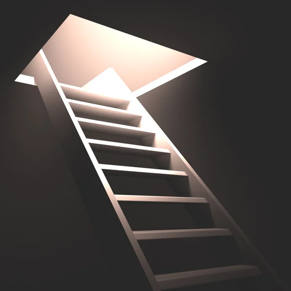 Exit in the roof with light and ladder. — Stock Photo, Image