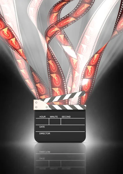 Film strips and clapboard — Stock Photo, Image