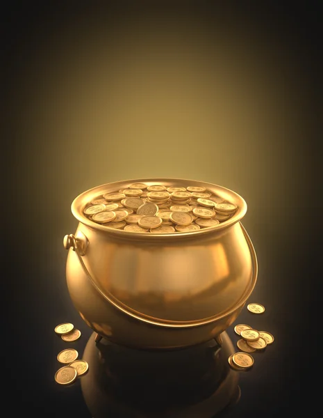 Pot d'or plein de pièces d'or . — Photo