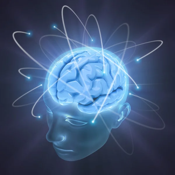 Head illuminated by the energy of the brain — Stock Photo, Image