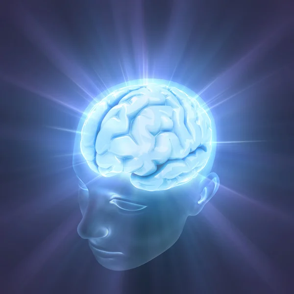 Head illuminated by the energy of the brain — Stock Photo, Image