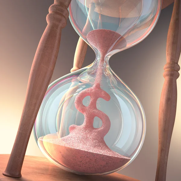 Přesýpací hodiny tvoří znak peněz. — Stock fotografie