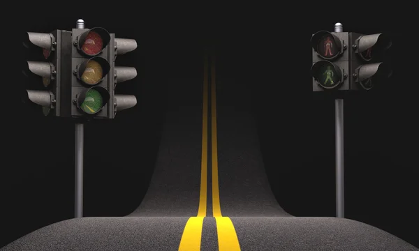 Asfalto rodoviário com semáforo . — Fotografia de Stock